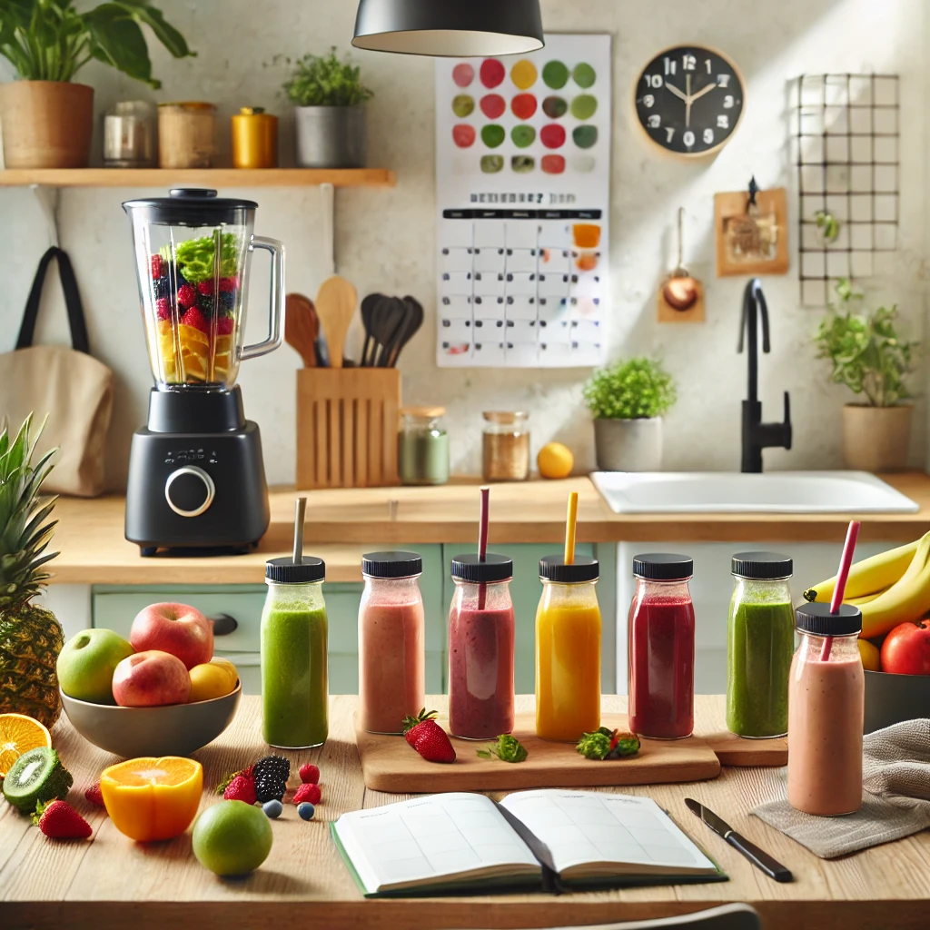 DALL·E-2024-12-11-23.32.51-A-bright-and-practical-kitchen-scene-featuring-healthy-and-quick-to-make-smoothies-batidas-prepared-for-daily-routines.-The-table-has-a-blender-reu.webp